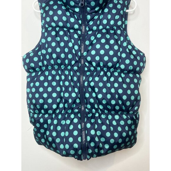Old Navy Girls Blue Polka Dot Puffer Vest Size 8 | Frost Free Winter Layer - Picture 4 of 16
